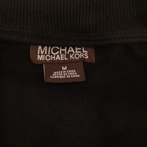 Michael Kors Sweatshirt Zipped Jacket Women's Medium Black 2 Upper Patch Pockets - Picture 7 of 8